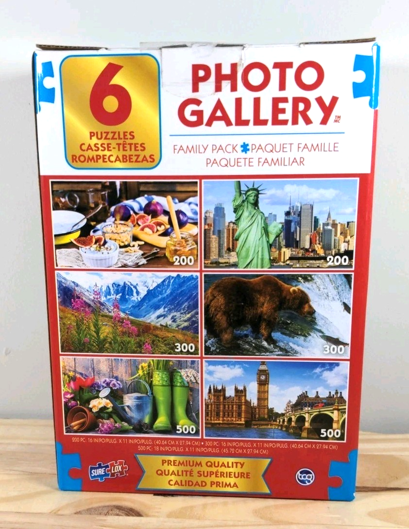 TCG Photo Gallery Family Pack 6 Pack Puzzles Sure Lock NEW SEALED