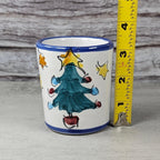 Vintage Vietri Natale Blue Trim Christmas Tree Ceramic Cup