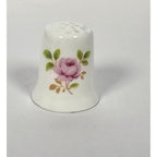 Vintage Porcelain Rose Thimble Pink Floral Sewing Collectible