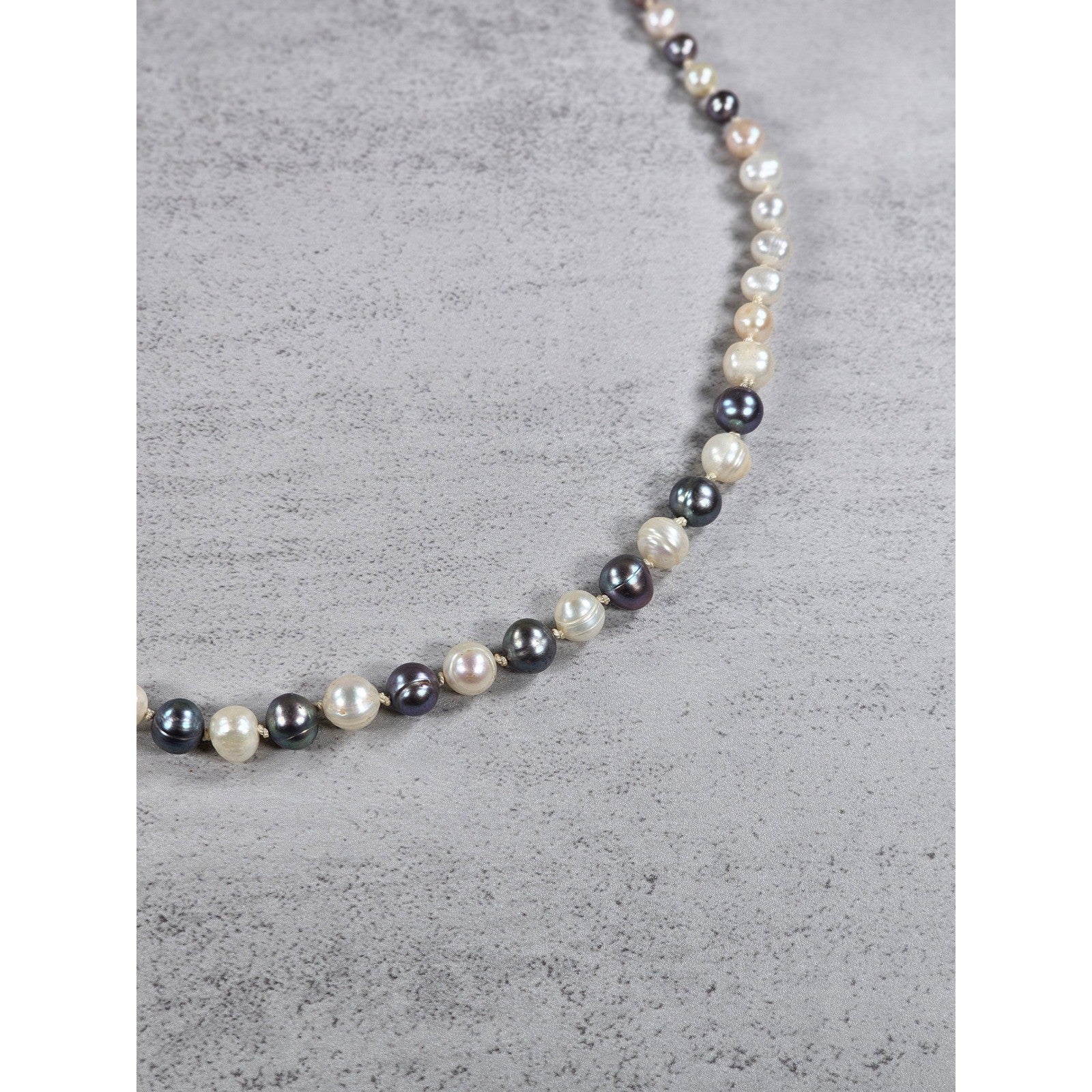 Vintage Multicolor Pearl Necklace Toggle Clasp Beaded Strand