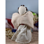 Vintage 1980s Angel Figurines Set of 2 Fabric Face Angels 7.5"