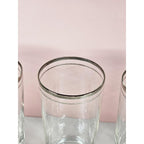 Vintage Mid Century Highball Glasses Set of 3 Silver Rim Barware