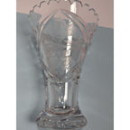 Vintage Cut Crystal Trumpet Vase Starburst Pedestal Vase 7.5 Inch