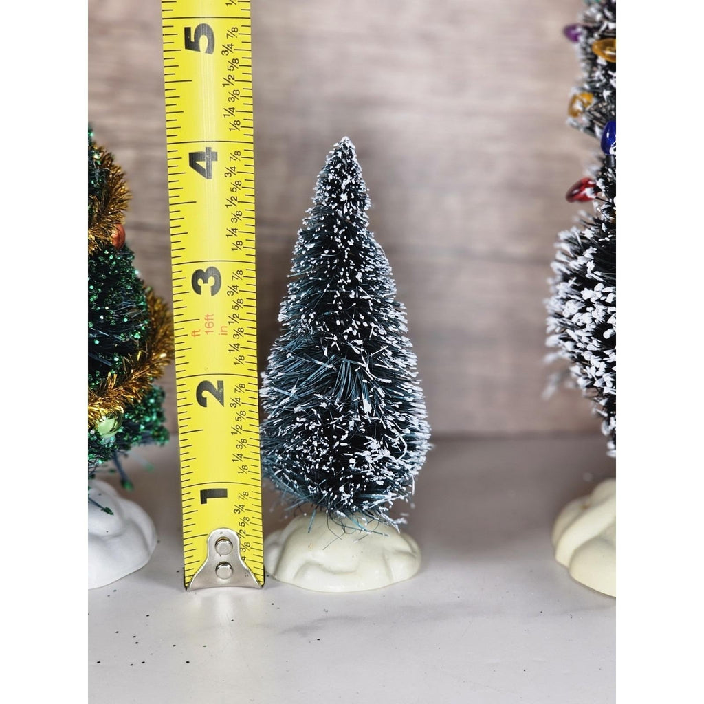 Vintage Lemax Christmas Village Trees Set of 3 Flocked Snowy Trees
