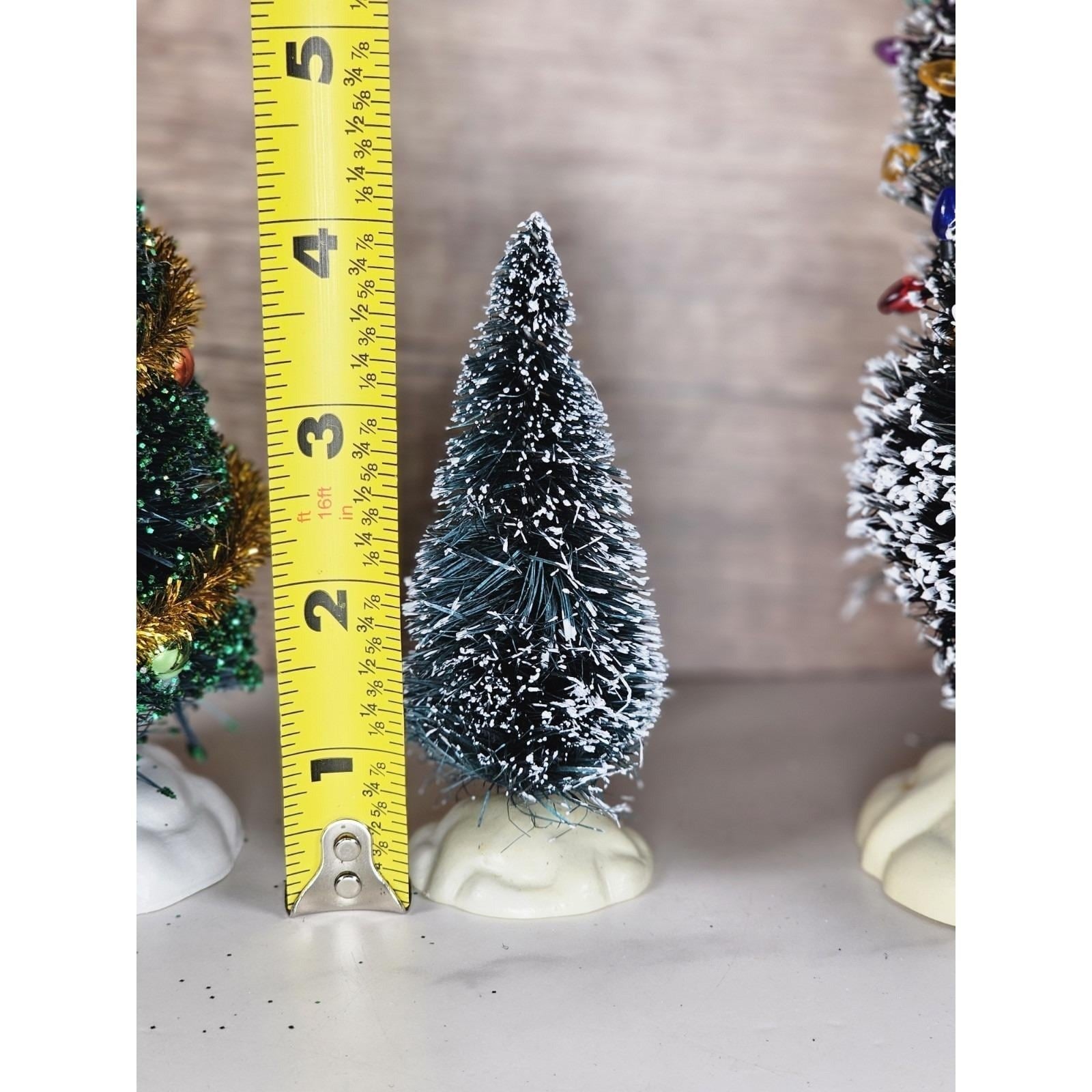 Vintage Lemax Christmas Village Trees Set of 3 Flocked Snowy Trees
