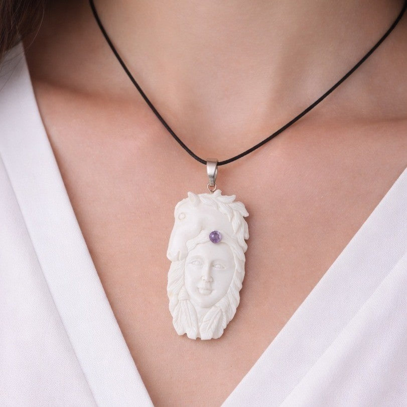 Vintage Carved Native American Horse Headdress Pendant