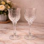 Crystal Cut Cordial Glasses Set of 2 Stemmed 5 Inch