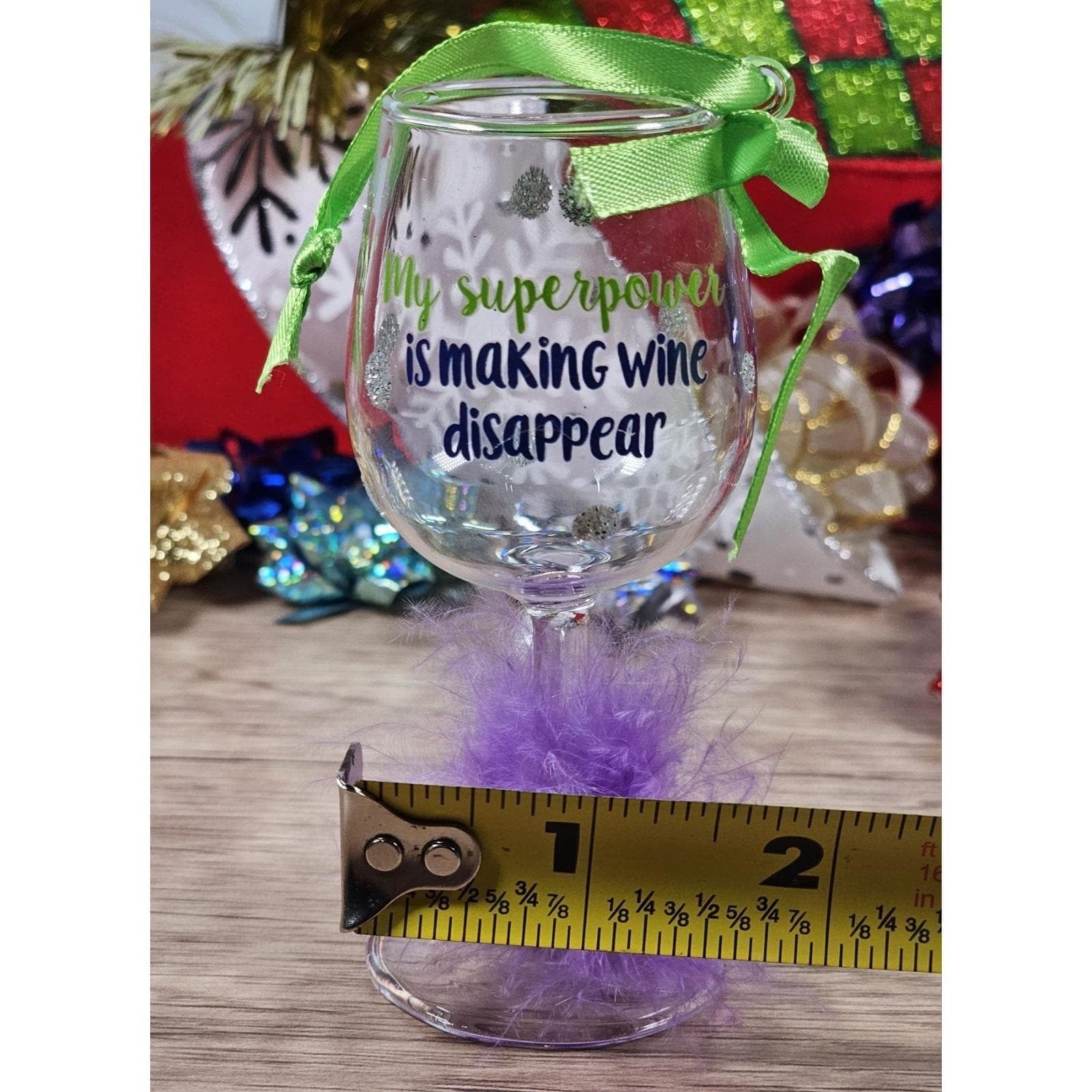 Vintage Wine Glass Christmas Ornament Funny Wine Quote 4 Inch