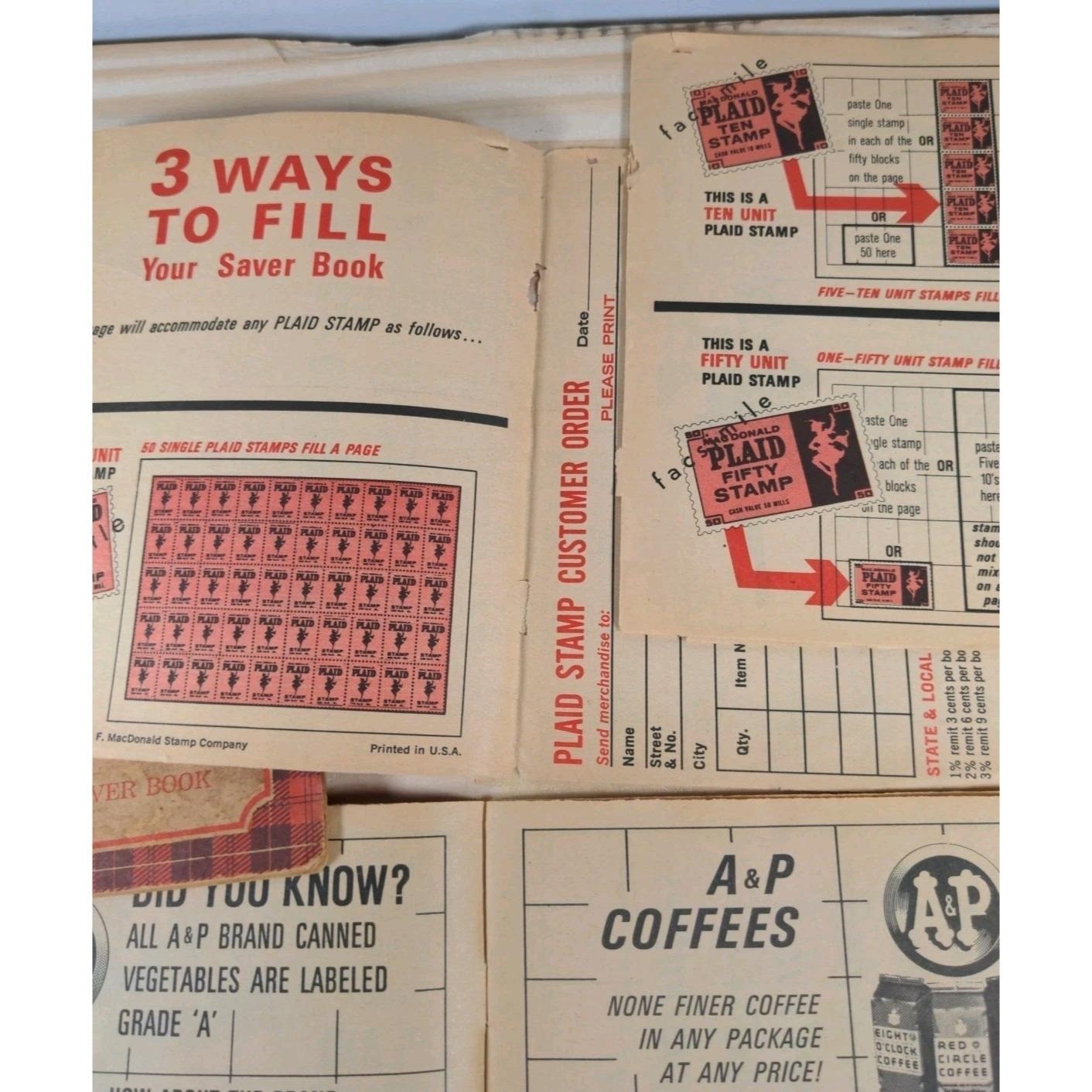 Vintage S&H Green Stamp Books Lot MacDonald Plaid 20 Books