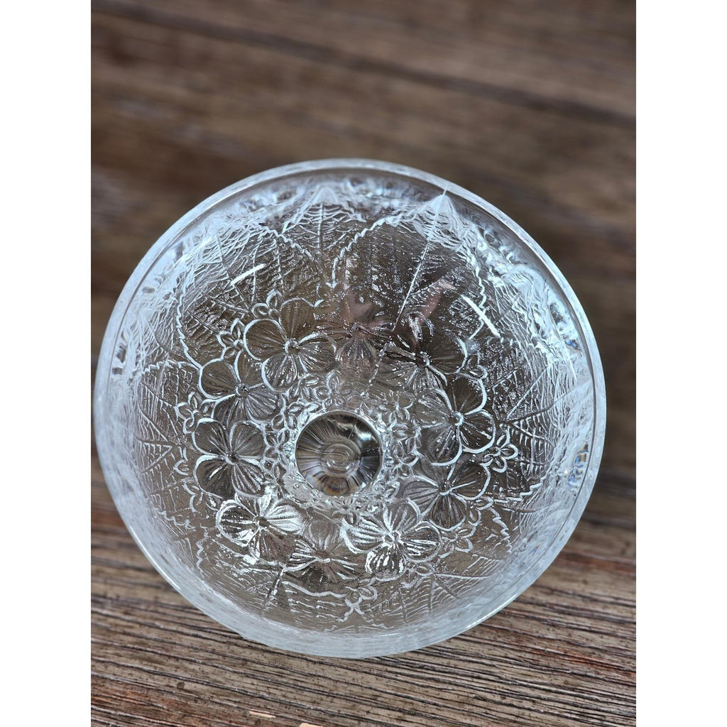 Vintage Pressed Glass Dessert Cups Set of 2 Leaf and Flower Footed Bowls
