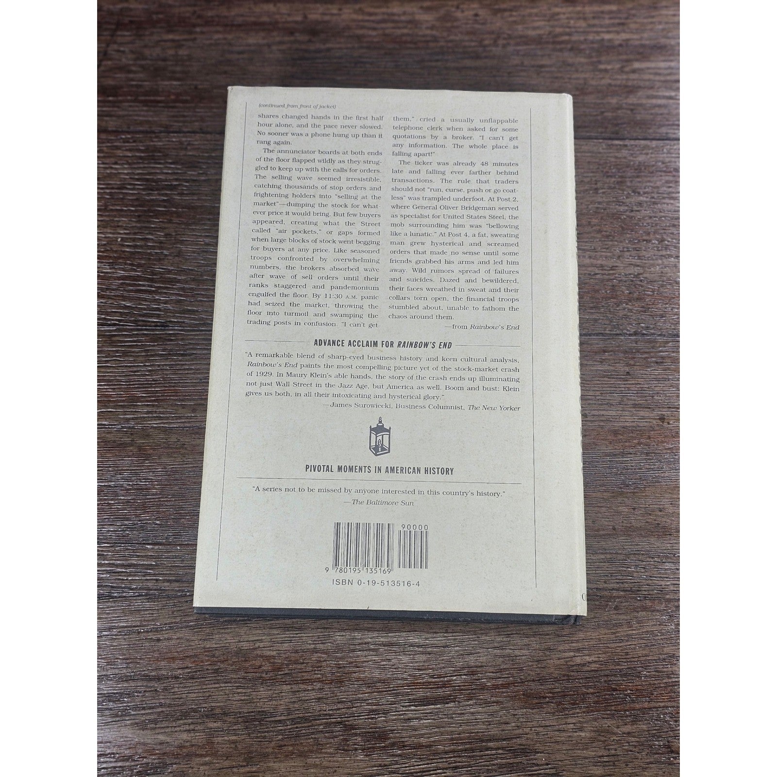 Rainbow's End Crash of 1929 Maury Klein HC 2001 OUP History