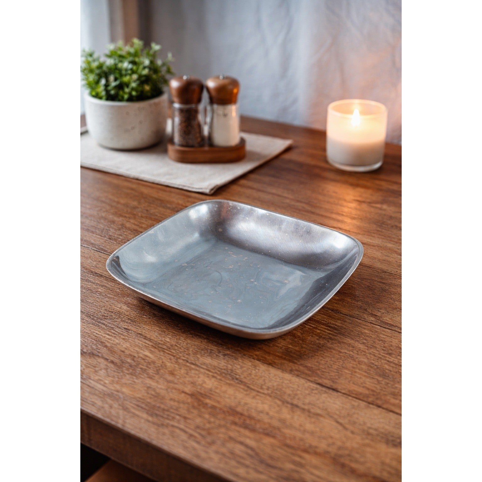 Vintage Towle Pintel Aluminum Serving Dish Square 9.5 Inch Made in India