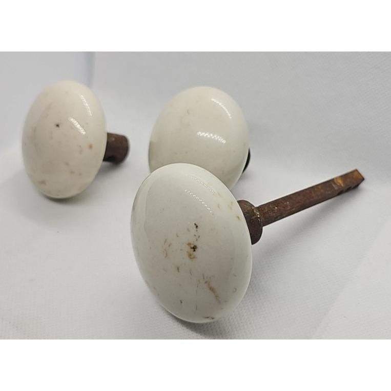 Vintage White Porcelain Door Knobs Lot of 3 Architectural Salvage