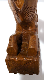 Vintage Hand Carved Teak Wood Elephant Bookend — Rustic Single Teak Elephant