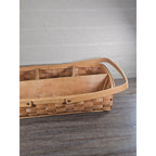 Vintage Wood Splint Divided Basket with Handle, Rustic Farmhouse Organizer