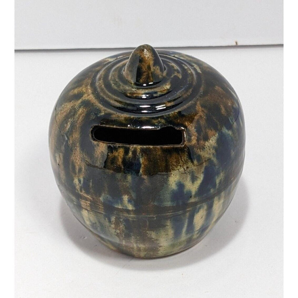 Antique Scottish Yellowware Spatter Glaze Bank 1800s Pottery