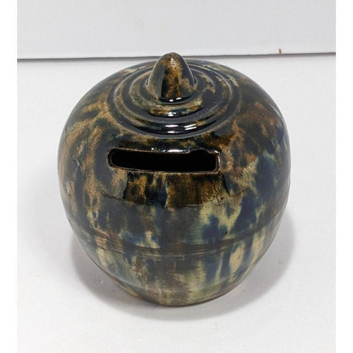 Antique Scottish Yellowware Spatter Glaze Bank 1800s Pottery