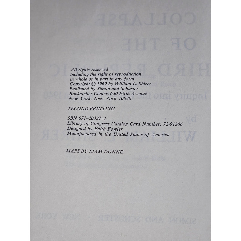 The Collapse of the Third Republic 1969 Shirer HC 2nd Printing