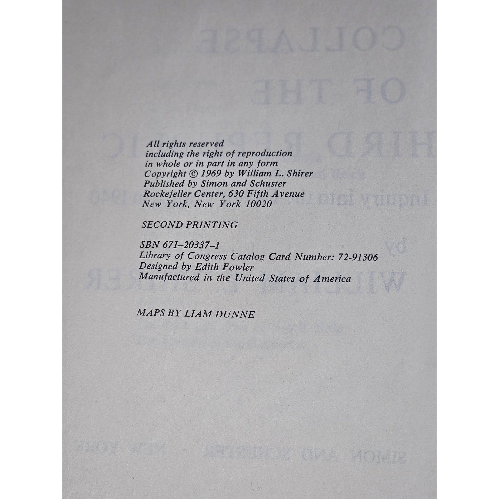 The Collapse of the Third Republic 1969 Shirer HC 2nd Printing