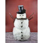 Rustic Snowman Figurine with Twig Arms Wreath Scarf Winter Decor