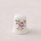 Vintage Porcelain Rose Thimble Pink Floral Sewing Collectible