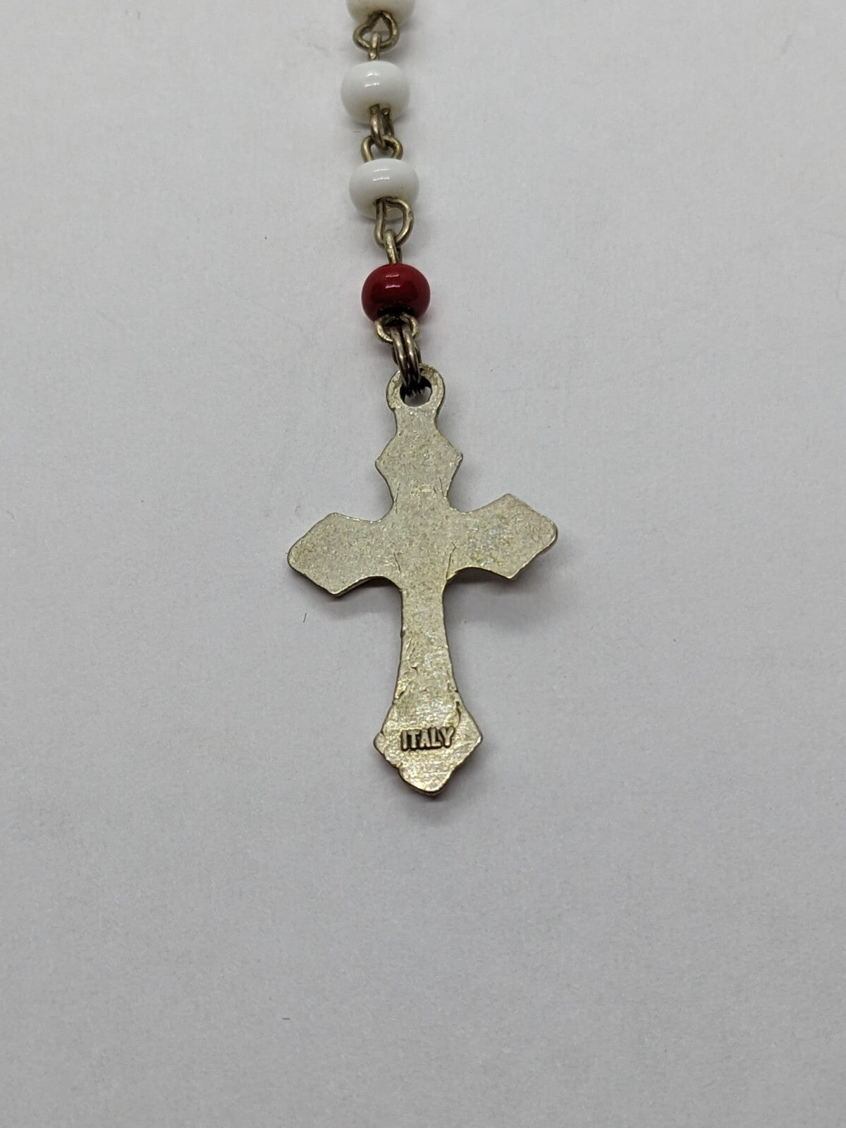 White and Red Beaded Childrens Rosary