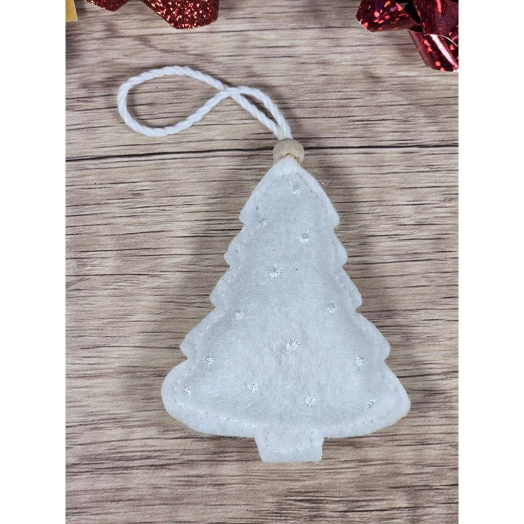 Felt Christmas Tree Ornaments Gray White Sparkle Set of 3