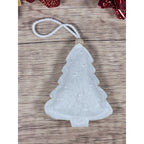 Felt Christmas Tree Ornaments Gray White Sparkle Set of 3