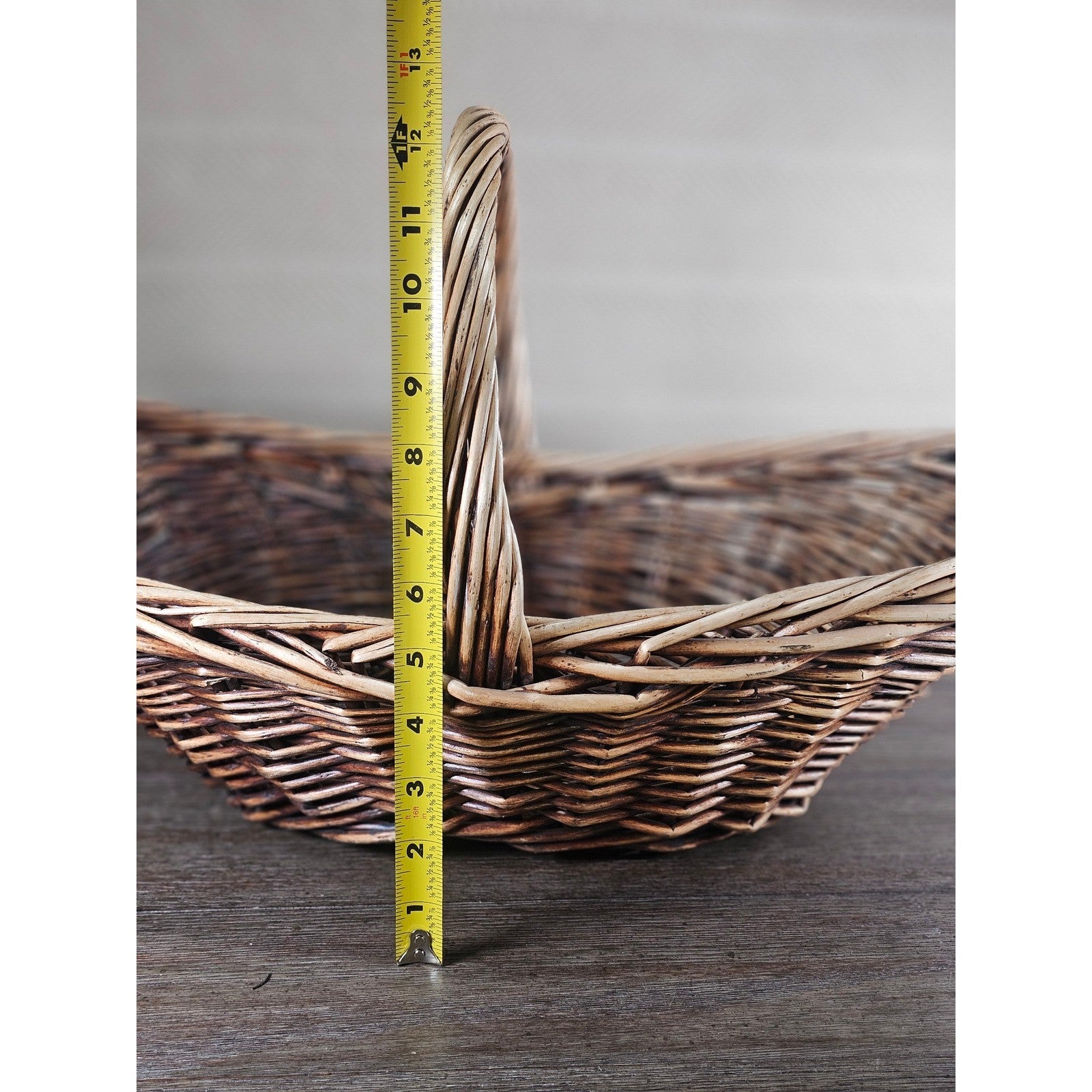 Vintage Wicker Market Basket with Handle | Rustic Farmhouse Storage Basket