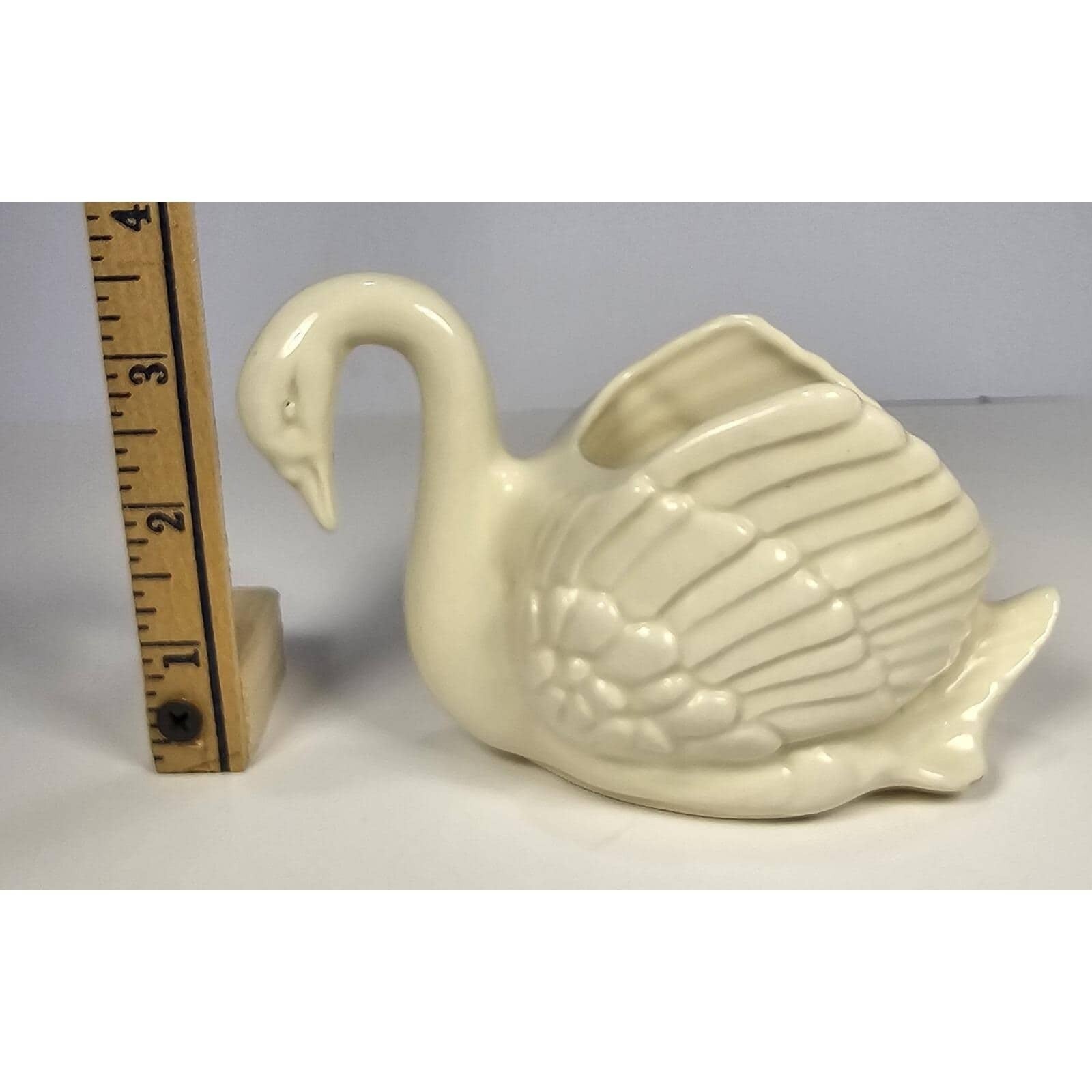 Vintage Porcelain Swan Figurine Small Vase 5.5 Inch