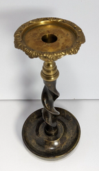 Vintage Brass Twist Candlestick Holder – 10.5" Tall Brass Taper Holder, Rustic