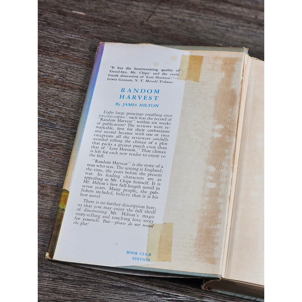 Random Harvest 1941 James Hilton Hardcover w Dust Jacket