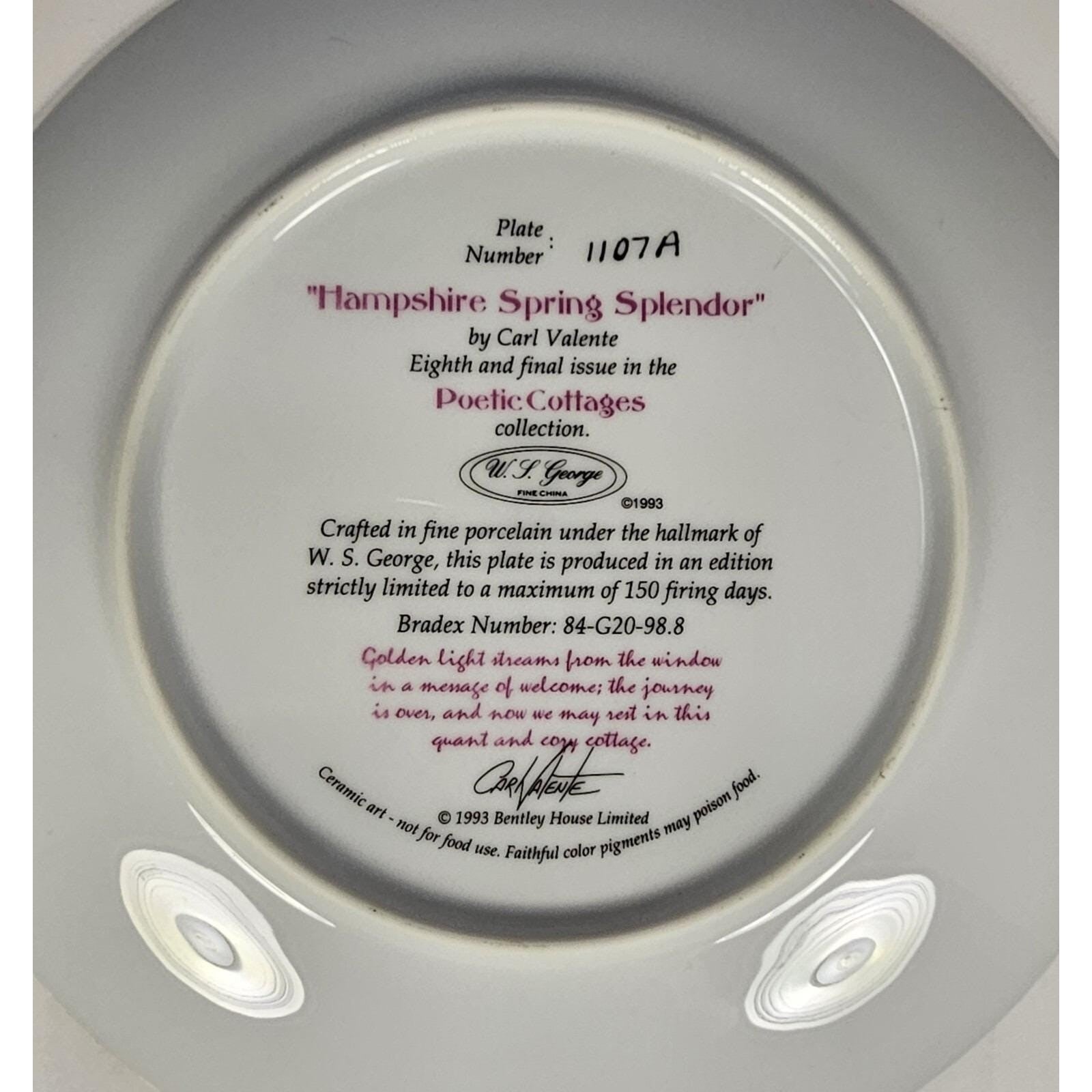 Carl Valente Hampshire Spring Splendor Plate W.S. George Cottage