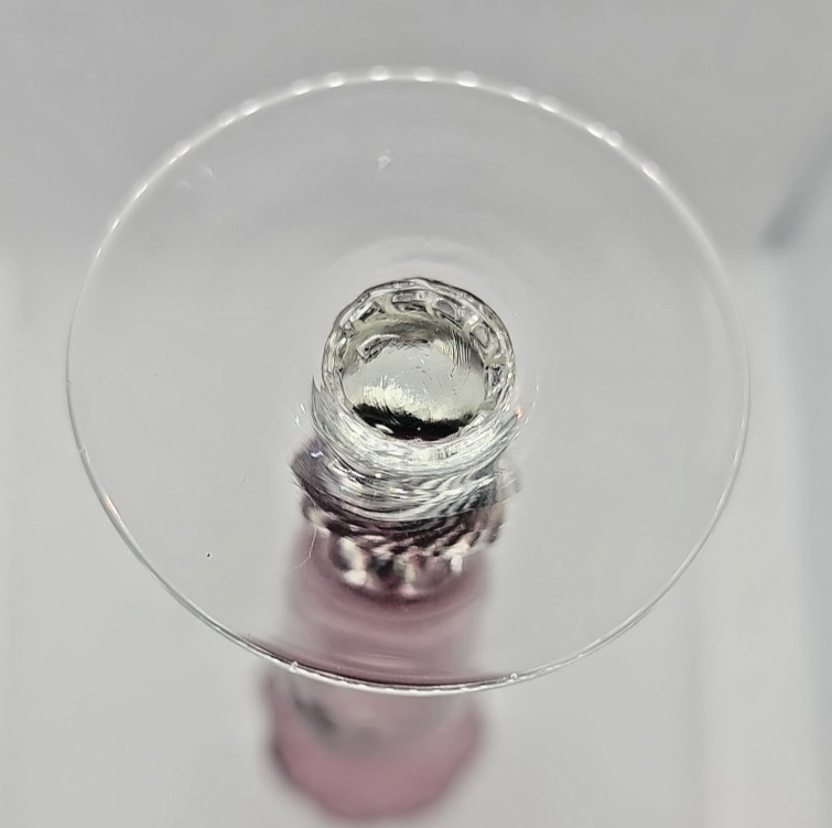 Amethyst Purple Etched Flower Bud Vase • Hand-Blown Glass • Ruffled Edge • 8″