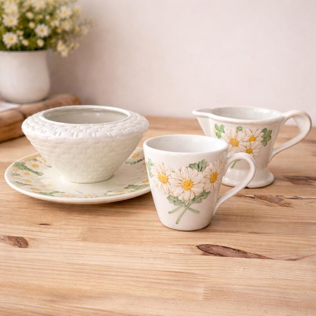 Metlox Poppytrail Daisy Gravy Creamer Cup Set California
