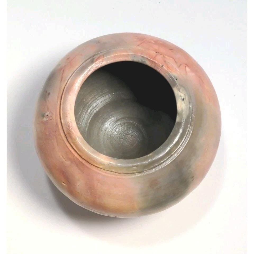 Vintage Studio Pottery Vase Artist Signed Pink Gray Glaze Vase