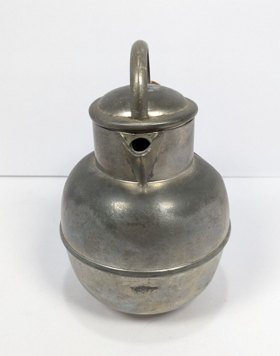 Vintage Rogers Solid Pewter Coffee Pot – Mid-Century Rattan-Handled #1172