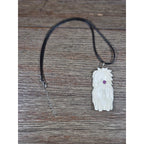 Vintage Carved Woman Horse Pendant Necklace Purple Stone
