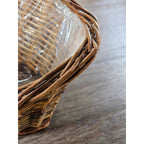 Vintage Wicker Basket with Plastic Liner – Rustic Storage Planter Basket