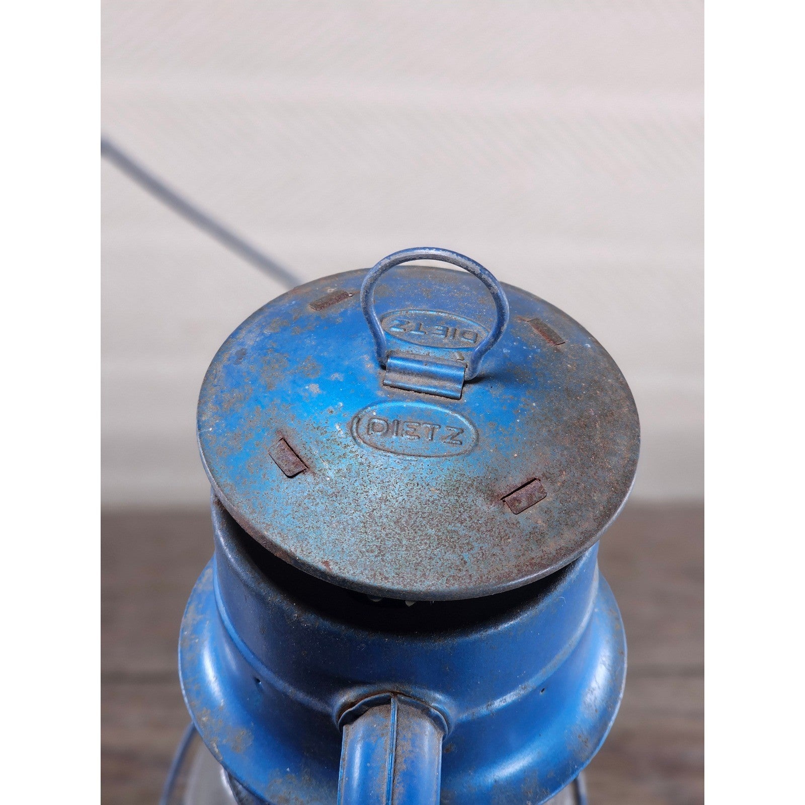 Vintage Dietz Air Pilot Lantern Blue Kerosene Oil Lamp 13.5" Tall