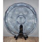 Vintage Anchor Hocking Blue Chip and Dip Plate Glass Serving Tray