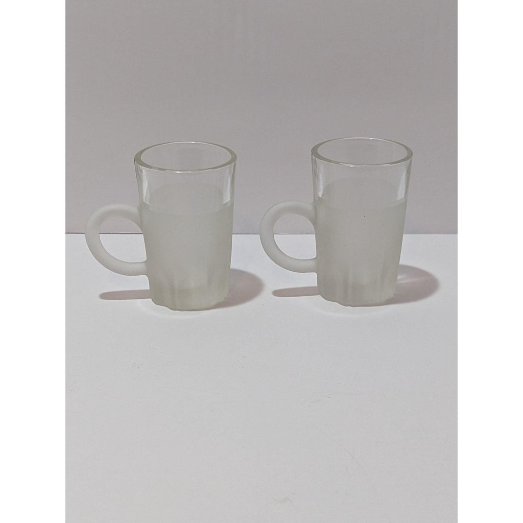 Vintage Frosted Espresso Shot Glasses With Handles Set of 2