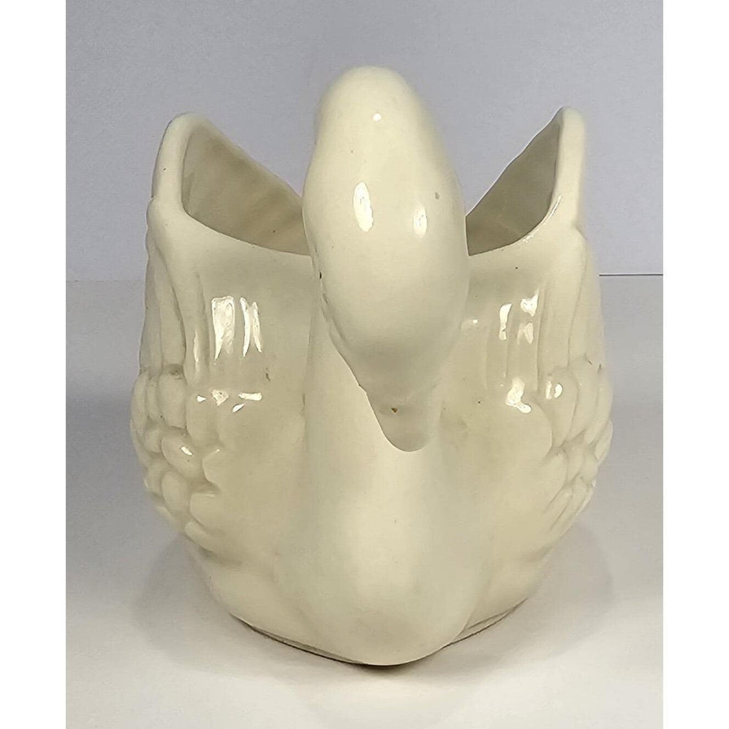 Vintage Porcelain Swan Figurine Small Vase 5.5 Inch