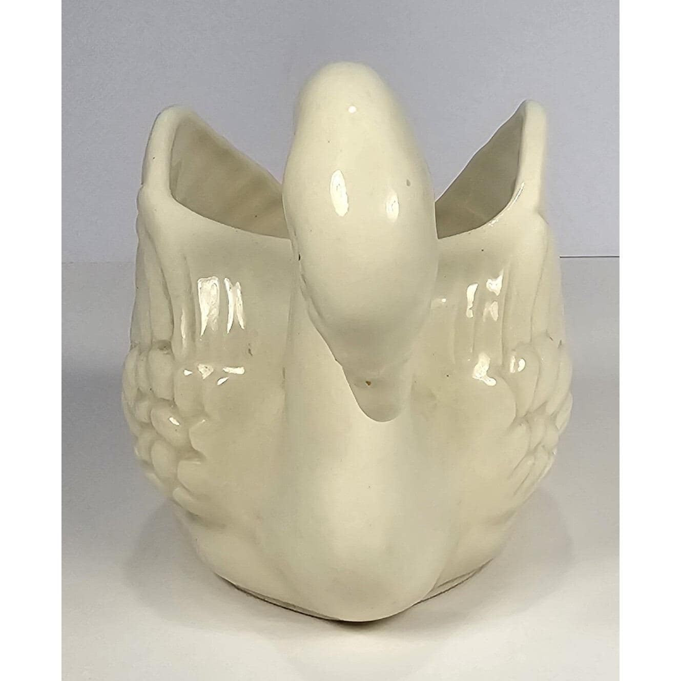 Vintage Porcelain Swan Figurine Small Vase 5.5 Inch