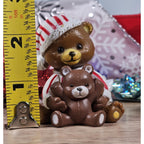 Vintage Bear Figurine Candy Cane Pajamas Teddy Bear 2.5 Inch
