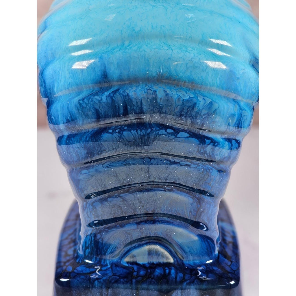 Vintage Drip Glaze Vase Blue Ceramic Sculptural Art Pottery