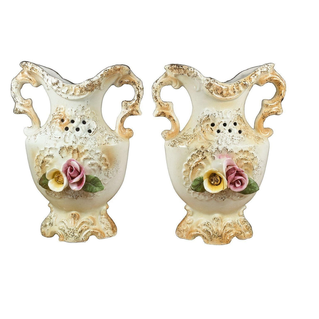 Vintage 1940s Chase Japan Floral Vase Pair