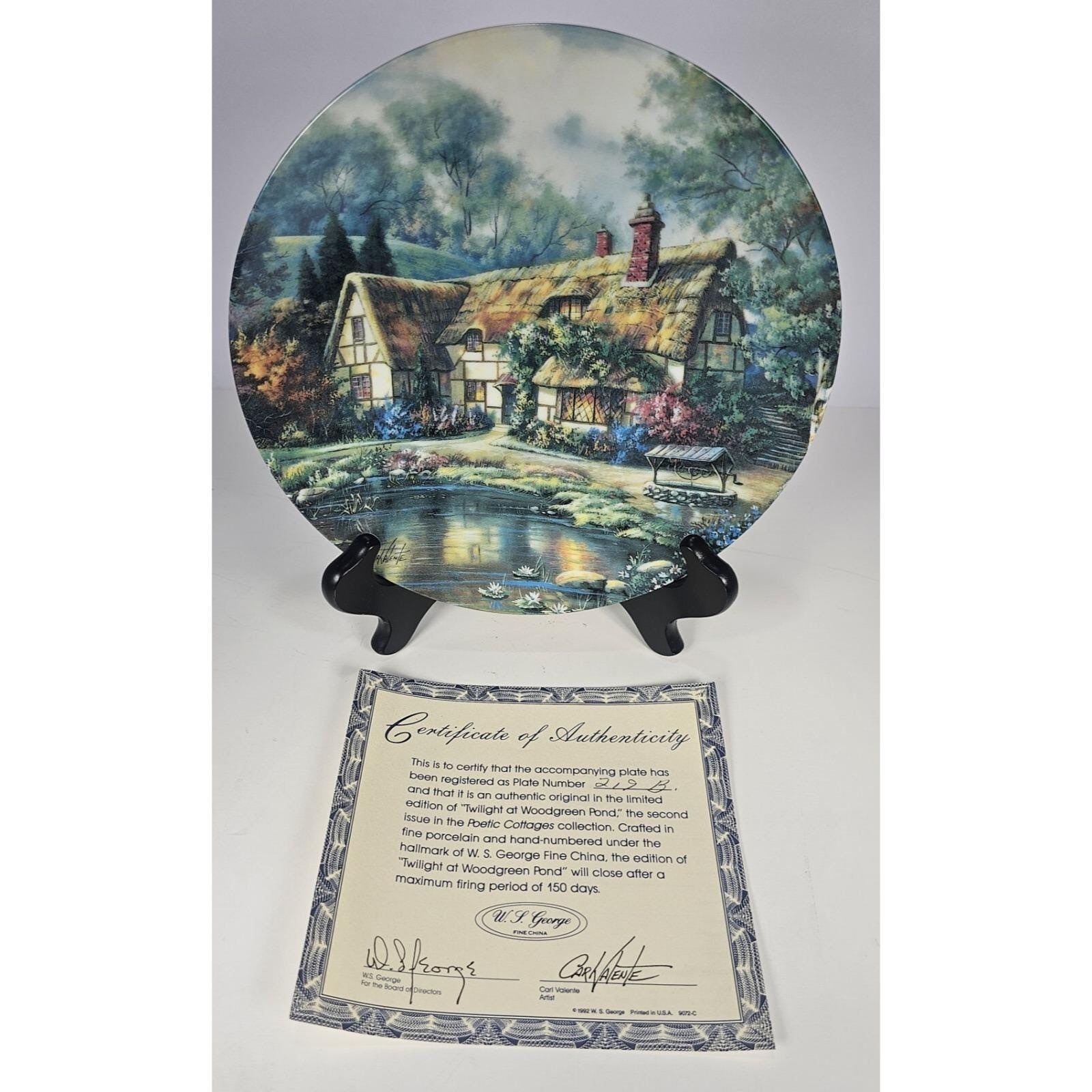 Carl Valente Twilight at Woodgreen Pond Plate W S George Cottage