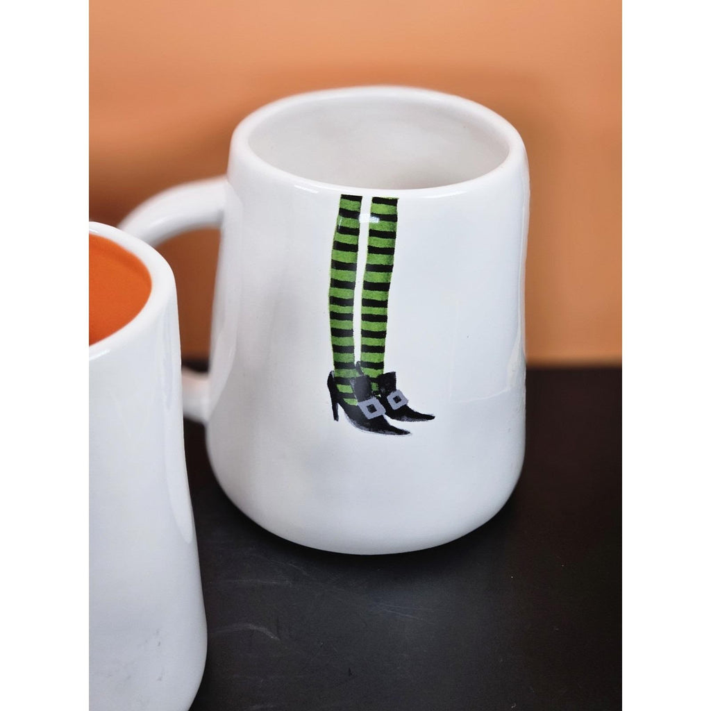 Rae Dunn Halloween Witch Mugs Ceramic Set of 3 Whimsical Double-Sided Vintage