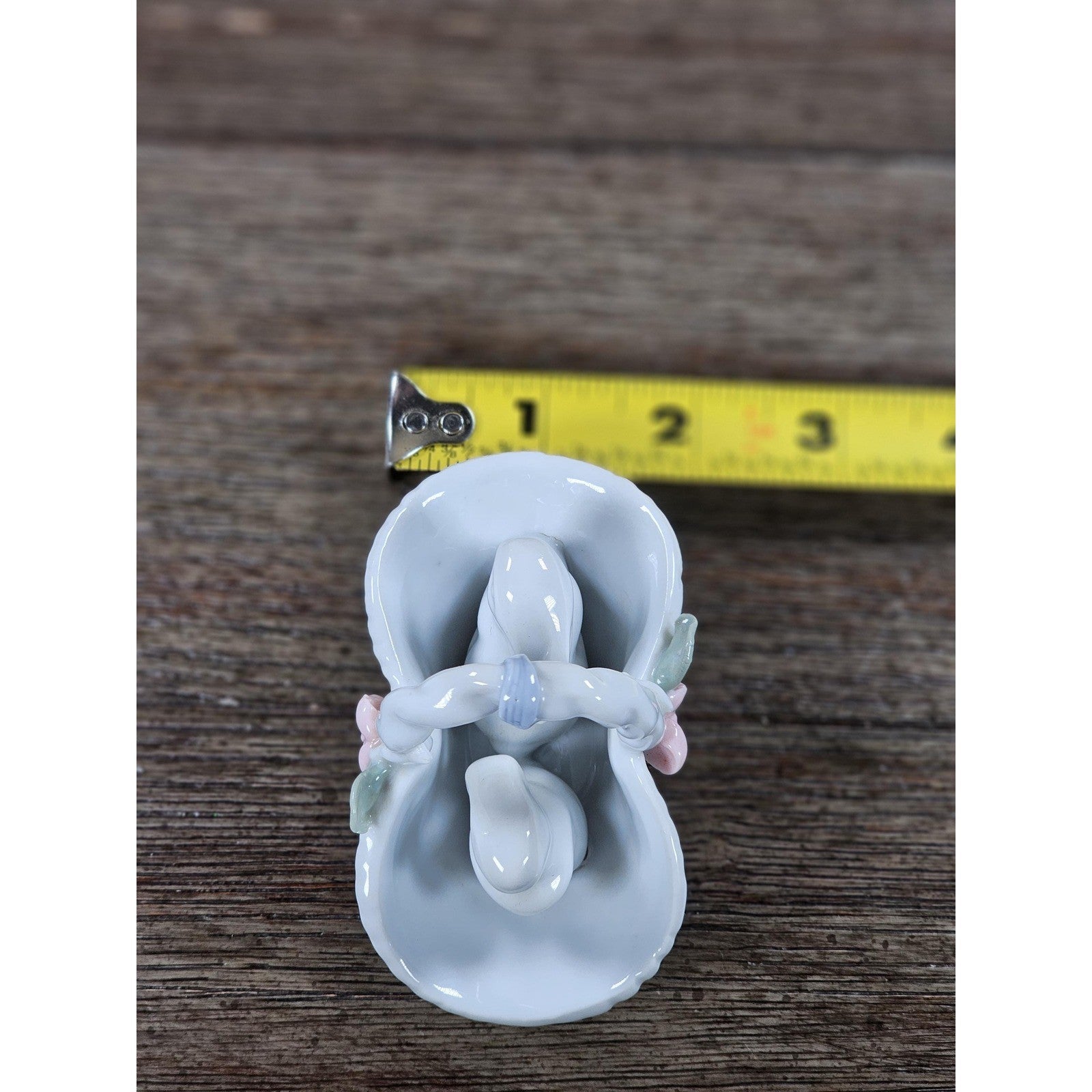 Vintage Porcelain Rabbit Figurine Basket White Bunny Decor